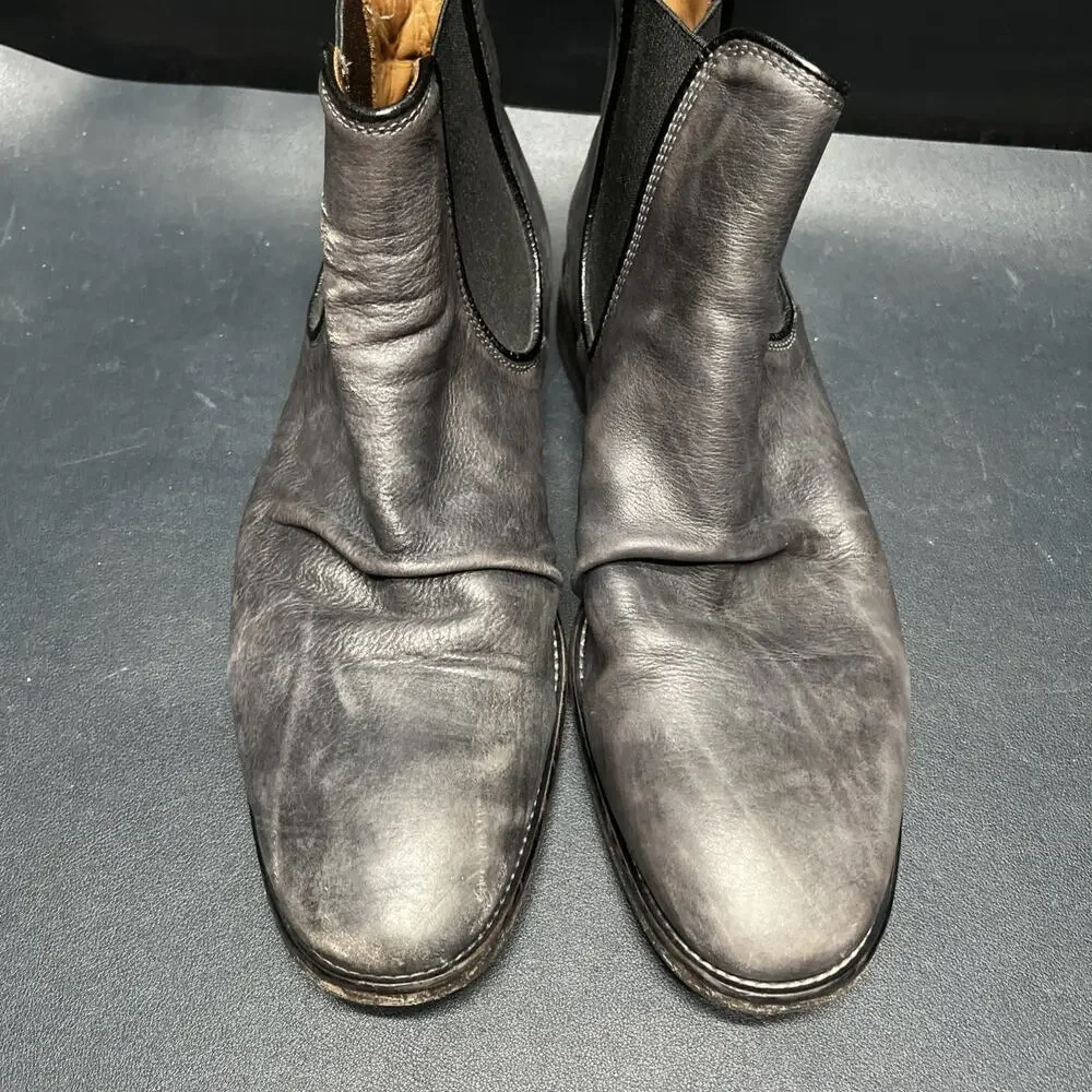 John Varvatos Fleetwood Distressed Leather Chelsea Boot Mens Size 9 Smokey Gray